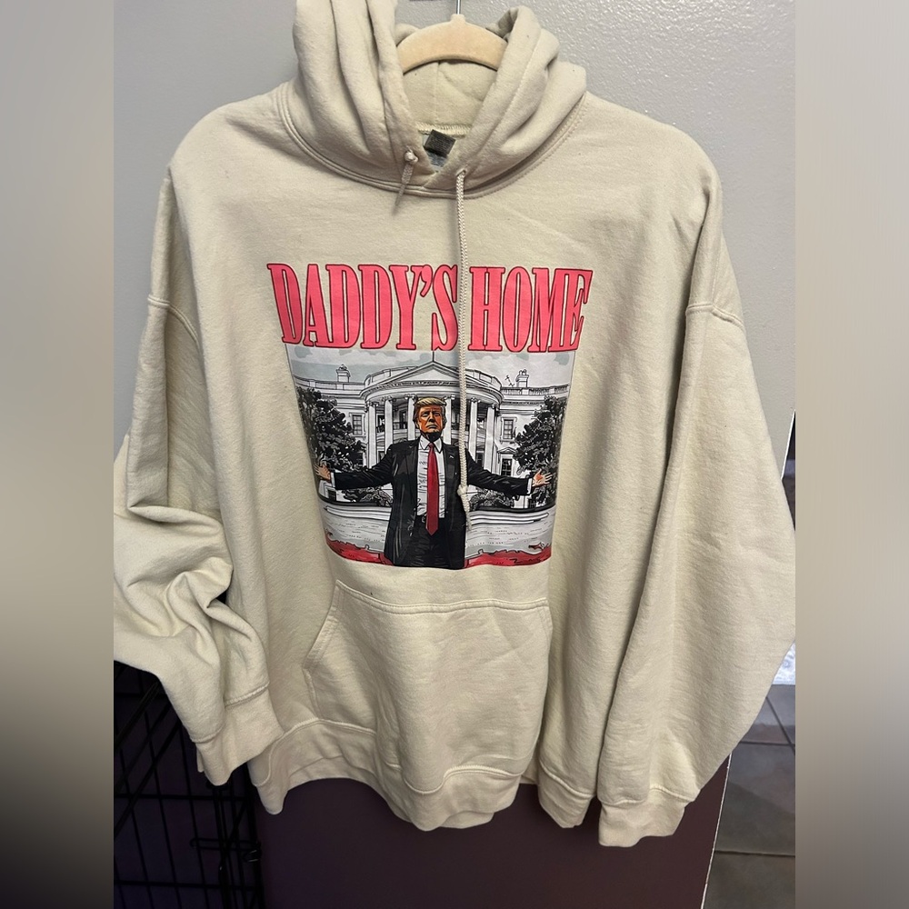 Daddy’s Home Hoodie.  Size XL.  Worn 2-3 times.  Cream/beige in color. - Picture 6 of 7